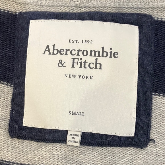 Abercrombie & Fitch soft rabbit hair blend Blue & Gray Striped Cardigan - Picture 2 of 16